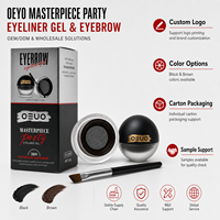 OEUO OEM 2 en 1 Gel Crème Eyeliner et Sourcils en Maille 36H Imperméable Anti-Bavures Noir Marron avec Pinceau pour Sourcils