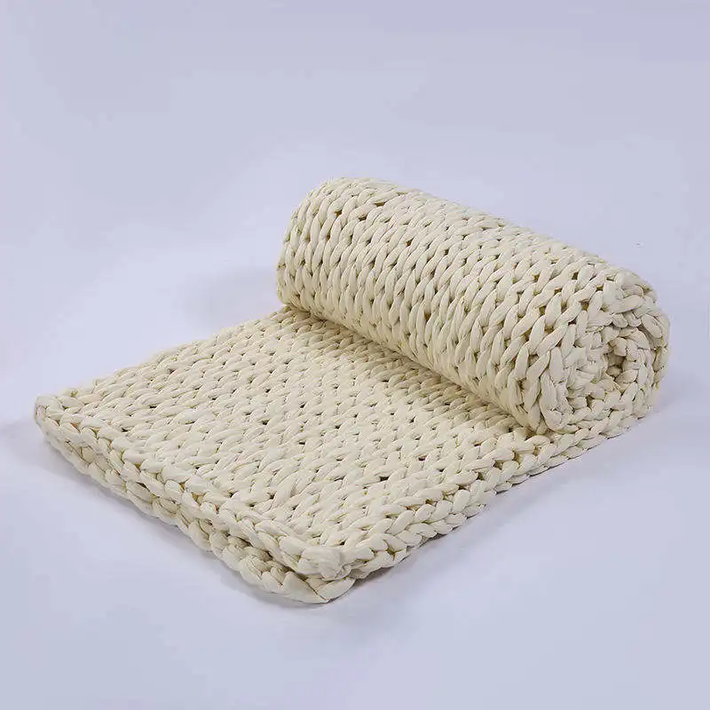 Eco-Friendly Breathable Nature Hand Made Heavy Knitted Chunky Knit Weighted Blanket