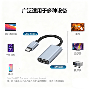 Câble adaptateur <span class=keywords><strong>USB</strong></span>-C vers <span class=keywords><strong>HDMI</strong></span> transfrontalier, projecteur d'écran d'ordinateur portable 4K, téléphone portable, mise en miroir de plusieurs appareils - Product Image 3