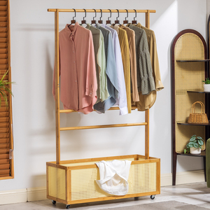 Appendiabiti da camera da letto piccola alla moda appendiabiti da pavimento con comodino che porta i vestiti comodamente - Product Image 2