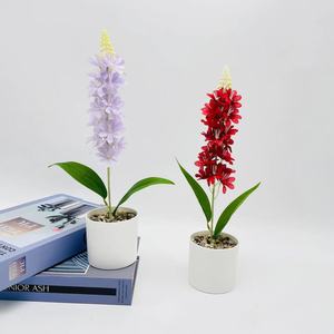 Bonsaï de jacinthe artificielle Paulon, 36 cm de haut, blanc, bleu, champagne, décoration intérieure, vase à fleurs avec galets - Product Image 2