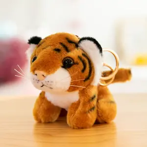 Mainan boneka hewan hutan boneka singa harimau gantungan kunci mainan mewah mini disesuaikan untuk mesin craw 10CM