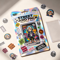 Pochette personnalisée brillante en film laser holographique pour cartes de jeu, avec fermeture éclair et trou Euro, format plat