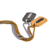 Collier pour homme et garçon JINYOU 5018, couleur or noir, pendentif carré épais, bijoux en acier inoxydable, collier vintage tendance, imperméable, cadeau