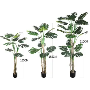 QiHao Produktions anlagen Indoor Bonsai Baum Kunststoff Künstliche Pflanzen topf Monstera Künstliche Pflanzen Großhandel für die Dekoration