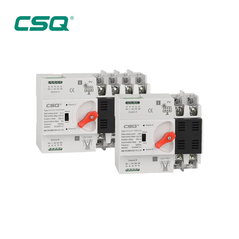 CSQ HYCQ7-100 Changeover ATS Single Phase 2P 4P 63A 100A Low Voltage AC 220V 63Amp Dual Power Automatic Transfer Switch