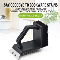 Brosse de nettoyage de barbecue d'extérieur 3-en-1 en acier inoxydable sans poils, avec grattoir et nettoyeur
