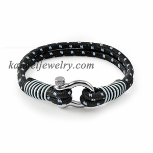 Mejor venta de <span class=keywords><strong>Nylon</strong></span> negro cuerda náutica ancla mujeres hombres pulsera de moda - Product Image 4