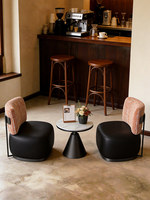 Ensemble de canapés modernes pour café et salon, mobilier de restaurant, tabouret individuel en cuir noir avec table d'appoint en marbre, ensemble de sièges pour café