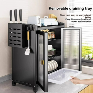 خزانة مطبخ متعددة الطبقات متعددة الاستخدامات، رف تخزين للأواني، رف علوي للتخزين مع ميزة التصريف، يستخدم لتخزين أدوات المائدة - Product Image 2