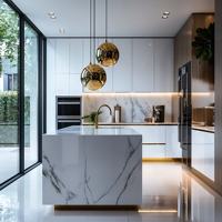 Meubles de cuisine modulaires américains sur mesure, design moderne, laque mate, prêts à assembler