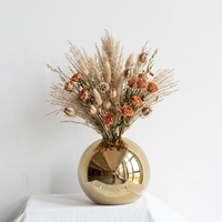 Vase sphérique en céramique plaqué or Qianrui, décoration d'intérieur, porte-fleurs de style européen exquis et durable, ornement de luxe