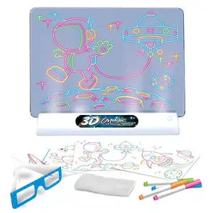 Magic Drawing Board 3D Painting Toy Light Fun Graffiti Fluorescent Board For Kids Drawing Tablet Sets Children Education Gift