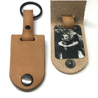 Porte-clés photo en cuir, porte-clés vierge en cuir, porte-clés personnalisé en cuir pour rouge à lèvres avec miroir