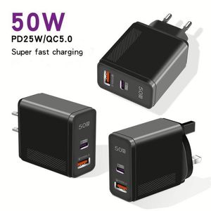 Super Fast 50W PD 25W QC5.0 Portable Charger <b>Adapter</b> EU UK US <b>Plug</b> Quick Charging Home Power Supply-USB <b>C</b> <b>Type</b>-<b>C</b> Phone Charger - Product Image 2