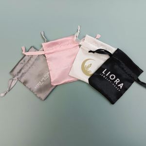 Custom Logo Recyclable Drawstring Satin Silk Dust <b>Bag</b> Velvet <b>Bag</b> Jewelry <b>Gift</b> Packaging Pouch for Wigs and Hair - Product Image 5