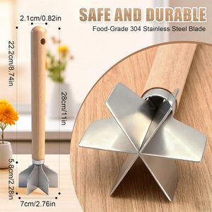 <span class=keywords><strong>Hachoir</strong></span> à viande en acier inoxydable 304 avec manche en bois, <span class=keywords><strong>hachoir</strong></span> à viande à 6 lames de qualité alimentaire, écrase-pommes de terre, outil pour écraser les hamburgers - Product Image 3