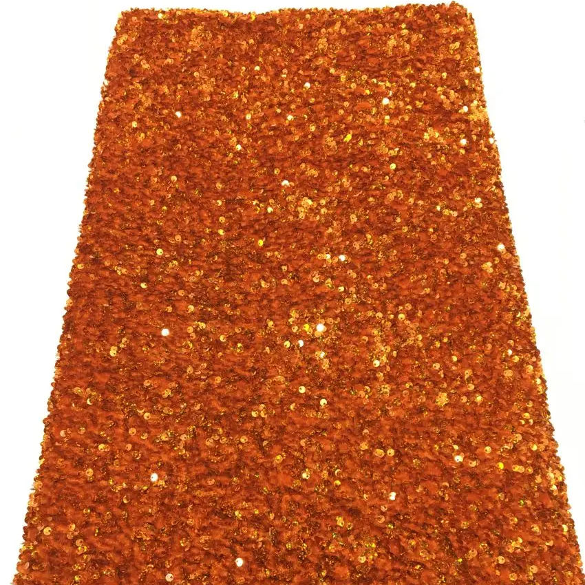 Stoff Samt Orange Orange Pailletten Samt Stoff Samt Pailletten