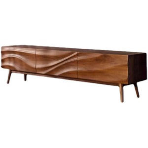 Mueble de TV de Madera Maciza con Diseño Ondulado, Estilo Wabi Sabi, Mueble de Salón - Product Image 5