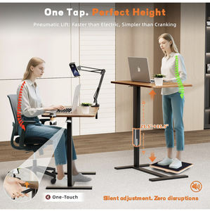 Table de chevet mobile sur roulettes, réglable en hauteur pneumatiquement, avec plateau inclinable, <span class=keywords><strong>bureau</strong></span> mobile pour ordinateur portable, pour lit et canapé - Product Image 4