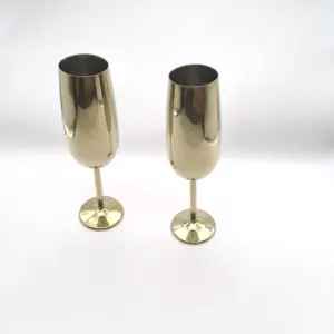 Metal şarap kadehleri kokteyl bardakları  250ml flüt kaplama altın gümüş kırılmaz paslanmaz çelik şampanya bardakları