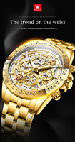 Montre à quartz pour homme OLEVS 9913, bracelet en acier inoxydable avec miroir revêtu haute dureté, montre squelette de luxe pour les affaires