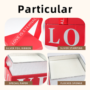 Boîte cadeau carrée rouge rose avec poignée en ruban pour la Saint-Valentin, les faveurs de mariage, impression de logo personnalisé, emballage en papier de luxe, OEM - Product Image 5
