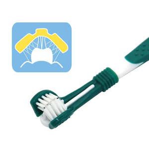 Brosse à dents pour chien à 3 têtes en plastique écologique, douce, résistante et écologique pour le nettoyage des dents des animaux de compagnie - Product Image 1