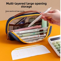 Trousse à crayons verticale transparente pliable grande capacité Shlan PC-1333, style garçon, simple, portable, en tissu, pour l'école, le bureau, numérique, UV