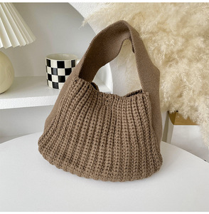Bolso de Hilo de Lana de Punto Simple, Bolso Pequeño de <span class=keywords><strong>Ganchillo</strong></span> Reciclado, Bolso de Compras Informal para Niño, Coreano, Otoño e <span class=keywords><strong>Invierno</strong></span> - Product Image 3