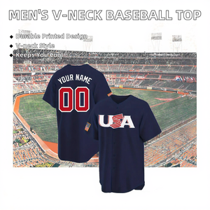 Sweat-shirt de baseball à col en V pour homme, vêtements de sport respirants, manches courtes, coupe ample, design d'entraînement d'équipe, imprimé par transfert thermique pour adultes - Product Image 2