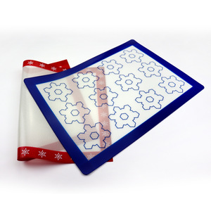 Custom Christmas <b>Silicone</b> <b>Baking</b> Mat Heat-Resistant Fiberglass <b>Baking</b> Mat Sheet with Snowflake, Christmas Tree, Snowman Pattern - Product Image 4