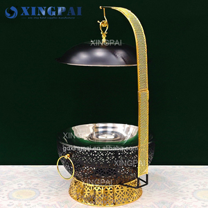 XINGPAI chauffe-plats <span class=keywords><strong>de</strong></span> luxe <span class=keywords><strong>de</strong></span> couleur noire 8L chauffe-plats carburant en acier inoxydable Buffet restauration chauffe-plats suspendus - Product Image 2