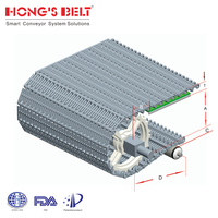 HONGSBELT HS-103B-HD-N modulaire en plastique bande transporteuse remplacement Intralox série 800 grille affleurante