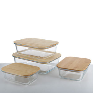 Haute Borosilicate Verre <span class=keywords><strong>Bambou</strong></span> Bois Couvercle Frais Boîte À Lunch Ensemble Bol <span class=keywords><strong>En</strong></span> Verre Micro-ondes Spécial Scellé Boîte À Lunch - Product Image 2