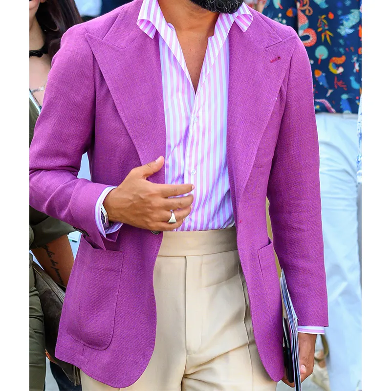 Unique Design Custom New Men'S Blazer Wedding Suits 2021 For Men Purple