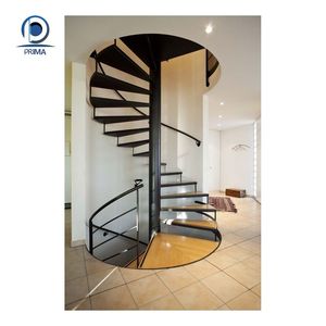 Escalera de Caracol moderna Prima, escalón de vidrio templado, placa de acero inoxidable, larguero, poste <span class=keywords><strong>Central</strong></span>, diseño que ahorra espacio - Product Image 2