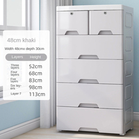 Armoire de rangement empilable en plastique coloré pour vêtements de chambre à coucher avec roulettes et tiroirs coulissants