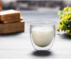 Tazza per Bevande <span class=keywords><strong>in</strong></span> <span class=keywords><strong>Vetro</strong></span> Trasparente <span class=keywords><strong>a</strong></span> Doppio Strato Resistente alle Alte Temperature, Senza Manici e Coperchio, per <span class=keywords><strong>Acqua</strong></span>/Latte/Caffè - Product Image 4