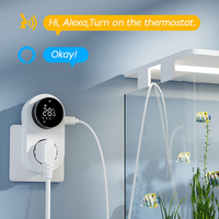 Prise thermostat intelligente WiFi Tuya 16A, prise EU, contrôleur de température numérique, design rabattable, alimentation par batterie/électricité, utilisation domestique/hôtelière