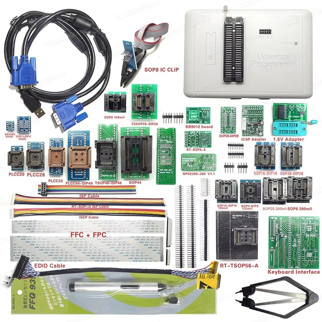 Bssy)Universal Programmer Bios Nand Rt809h Emmc Flash +31 Adapters Edid Cable In Stock