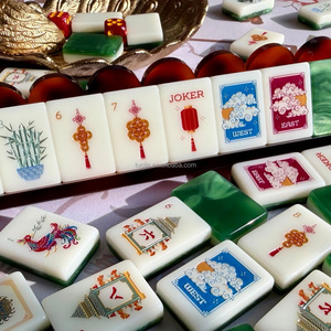 Mahjong Americano de Lujo Moderno de Alta Gama, Plegable y Portátil, Verdant Fortune, 160 Fichas, Grabado por Ambos Lados, Mahjong de Perlas para Navidad - Product Image 3