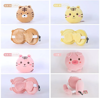 J437 Pliable Ronde Fermeture Éclair Animal Sieste Repos Voyage Dessin Animé Masque Pour Les Yeux 2 En 1 Portable Oreiller Cou Avec Couvre-Yeux