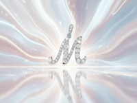 Pendentif initial en or 18 carats avec diamants 0,511 ct, 35 pierres, 1,87 g, forme lettre M, collection de bijoux fins