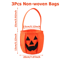Lot de 3 sacs à bonbons d'Halloween en forme de citrouille, seaux tissés en forme de citrouille, sacs pour la collecte de bonbons, cadeaux pour fêtes costumées d'Halloween, pour bonbons et friandises
