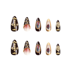 <span class=keywords><strong>Uñas</strong></span> Postizas Semimanuales de 24 Piezas con Efecto Metálico Plateado <span class=keywords><strong>Azul</strong></span> Luna, Estilo Y2K, Precio al por Mayor - Product Image 3
