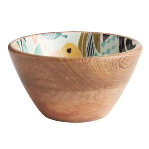 Natural Wooden Salad Serving Bowl Best Quality Wooden Dough Bowl <b>Sticker</b> Printed Custom Made Wooden Bowl for Home <b>Kitchen</b> Use - Product Image 3