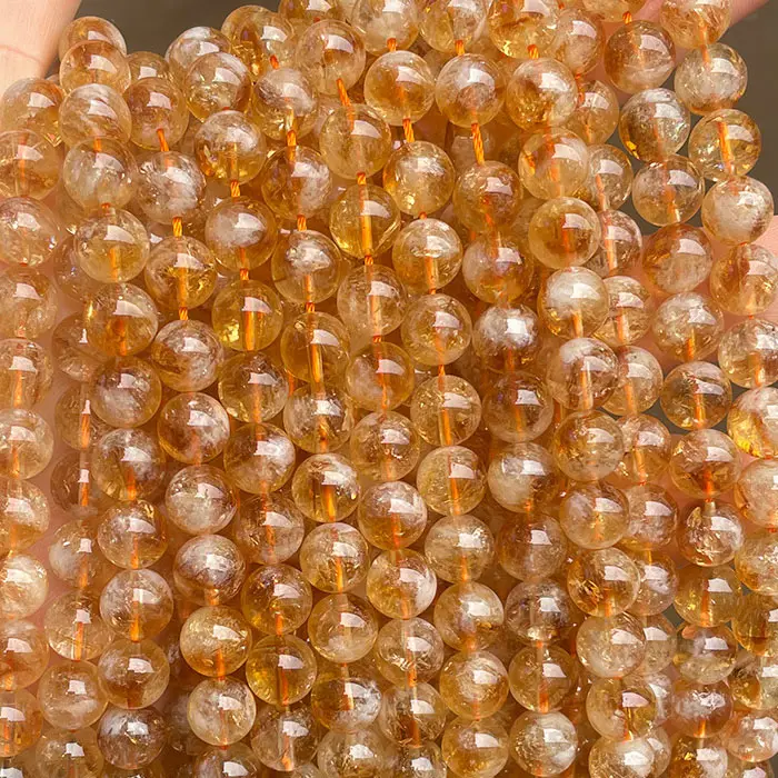 Tour jaune naturel cristal perles rondes anomalie Bracelet perles en vrac bijoux à bricoler soi-même accessoires Spot en gros