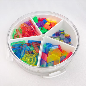 Plateau rond avec couvercle Boîte bac sensoriel plateau plaque Tinker plateau Montessori plateau Waldorf pour le stockage partie libre jeu - Product Image 2