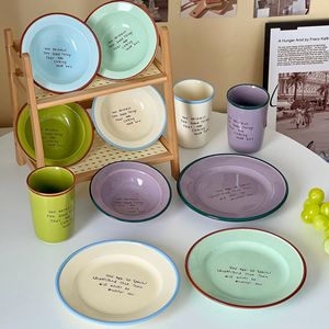 Lelyi minimalista Ins plato de cerámica británico ecológico desayuno casero y plato de postre occidental - Product Image 5
